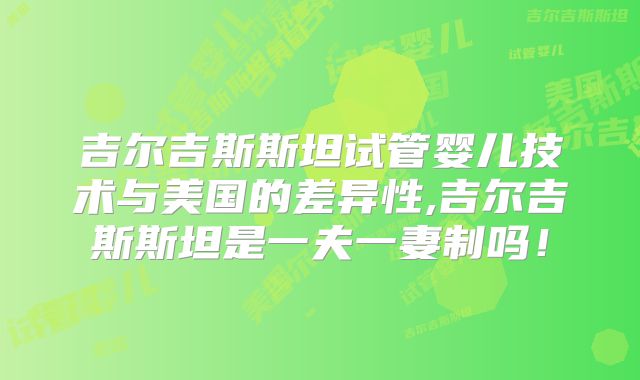 吉尔吉斯斯坦试管婴儿技术与美国的差异性,吉尔吉斯斯坦是一夫一妻制吗！