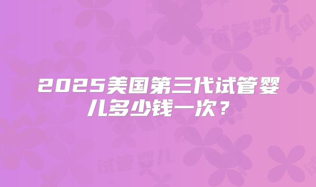 2025美国第三代试管婴儿多少钱一次?