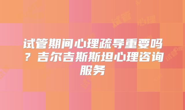 试管期间心理疏导重要吗？吉尔吉斯斯坦心理咨询服务