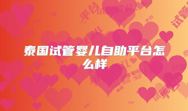 泰国试管婴儿自助平台怎么样