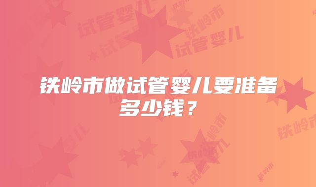 铁岭市做试管婴儿要准备多少钱？