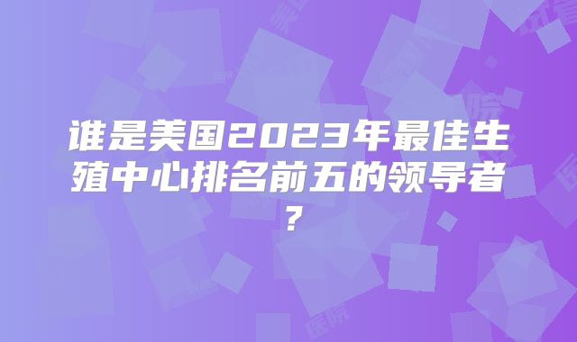 谁是美国2023年最佳生殖中心排名前五的领导者？
