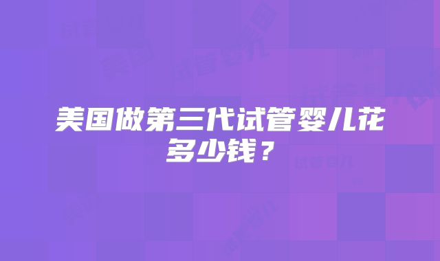 美国做第三代试管婴儿花多少钱?