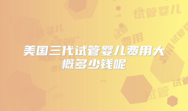 美国三代试管婴儿费用大概多少钱呢