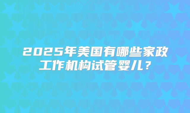2025年美国有哪些家政工作机构试管婴儿？