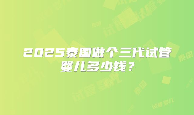 2025泰国做个三代试管婴儿多少钱?