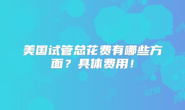 美国试管总花费有哪些方面？具体费用！
