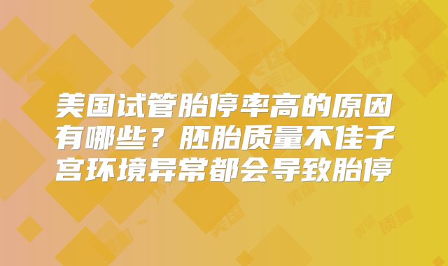 美国试管胎停率高的原因有哪些？胚胎质量不佳子宫环境异常都会导致胎停