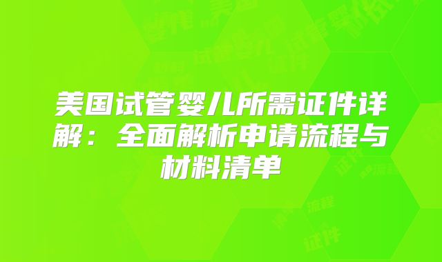 美国试管婴儿所需证件详解:全面解析申请流程与材料清单