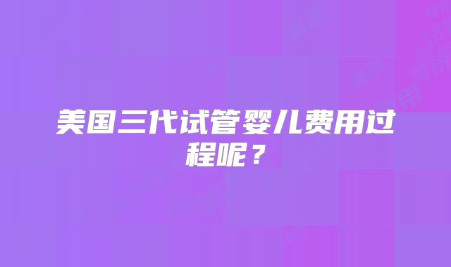 美国三代试管婴儿费用过程呢?