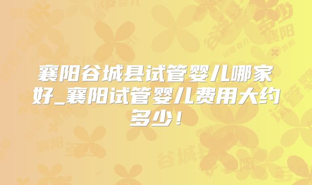 襄阳谷城县试管婴儿哪家好_襄阳试管婴儿费用大约多少！