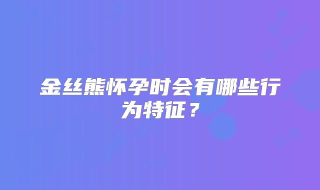 金丝熊怀孕时会有哪些行为特征?