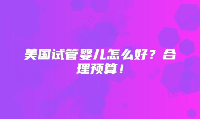 美国试管婴儿怎么好？合理预算！