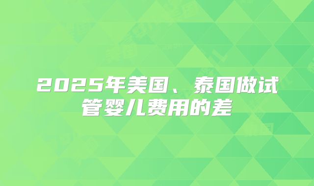 2025年美国、泰国做试管婴儿费用的差