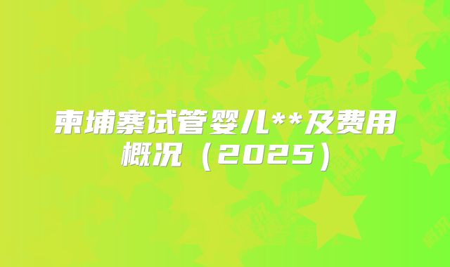 柬埔寨试管婴儿**及费用概况（2025）