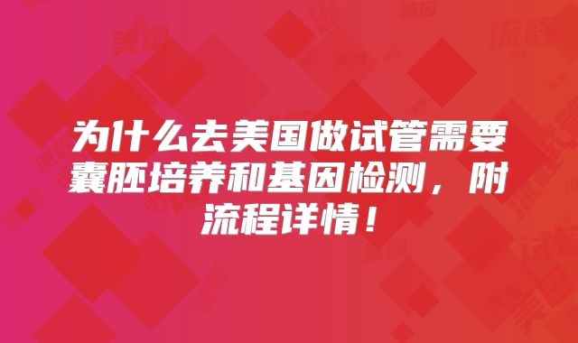 为什么去美国做试管需要囊胚培养和基因检测,附流程详情!