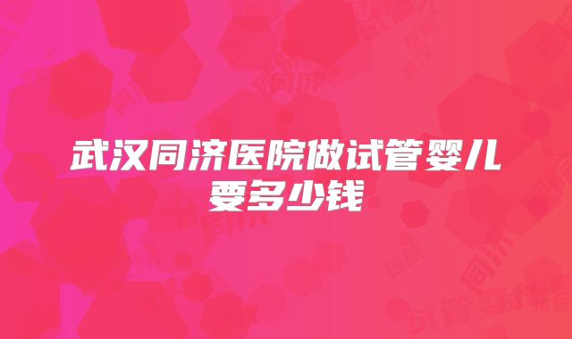 武汉同济医院做试管婴儿要多少钱