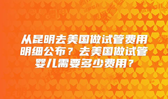 从昆明去美国做试管费用明细公布？去美国做试管婴儿需要多少费用？
