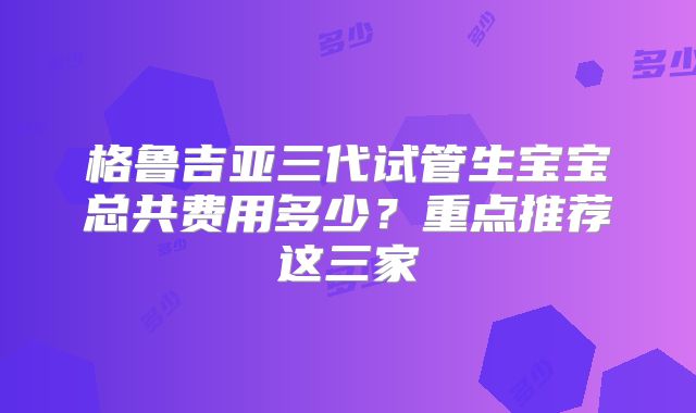 格鲁吉亚三代试管生宝宝总共费用多少？重点推荐这三家
