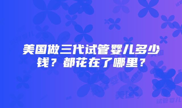 美国做三代试管婴儿多少钱？都花在了哪里？