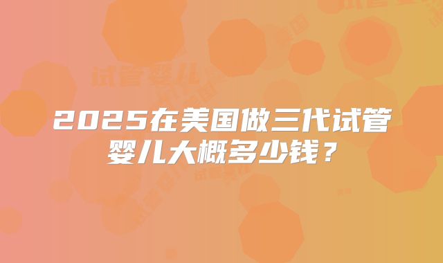 2025在美国做三代试管婴儿大概多少钱？