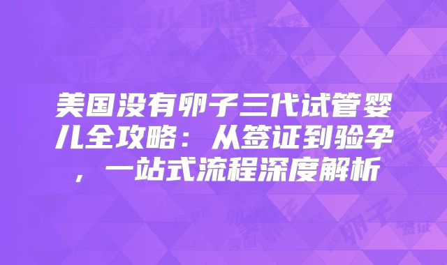 美国没有卵子三代试管婴儿全攻略：从签证到验孕，一站式流程深度解析