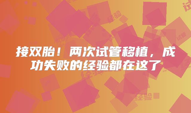 接双胎！两次试管移植，成功失败的经验都在这了
