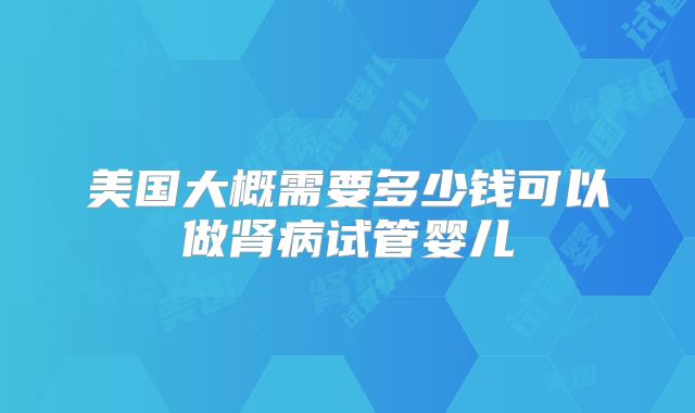 美国大概需要多少钱可以做肾病试管婴儿