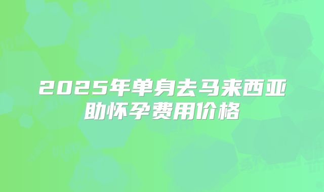 2025年单身去马来西亚助怀孕费用价格