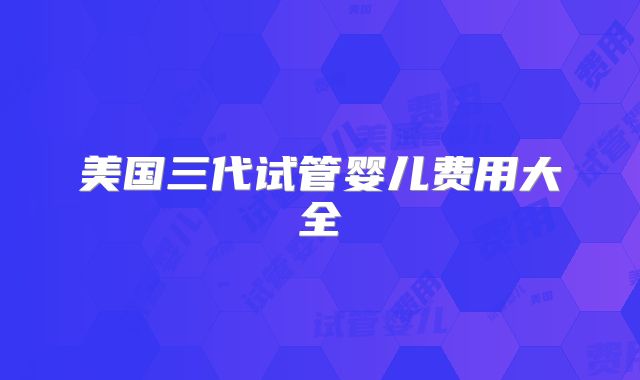 美国三代试管婴儿费用大全