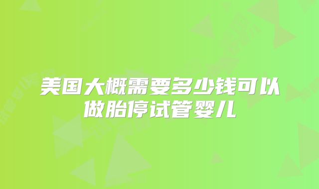 美国大概需要多少钱可以做胎停试管婴儿