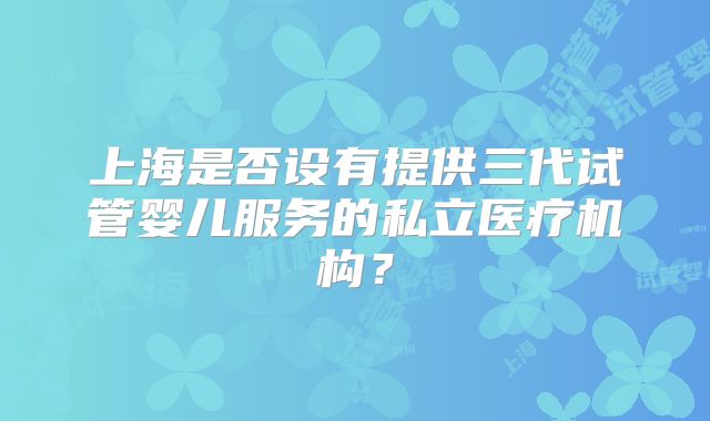 上海是否设有提供三代试管婴儿服务的私立医疗机构？