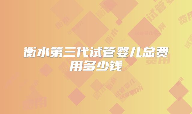 衡水第三代试管婴儿总费用多少钱