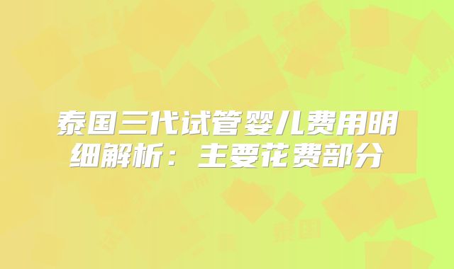 泰国三代试管婴儿费用明细解析:主要花费部分