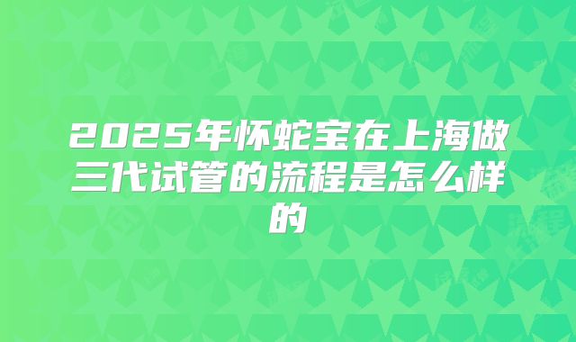 2025年怀蛇宝在上海做三代试管的流程是怎么样的