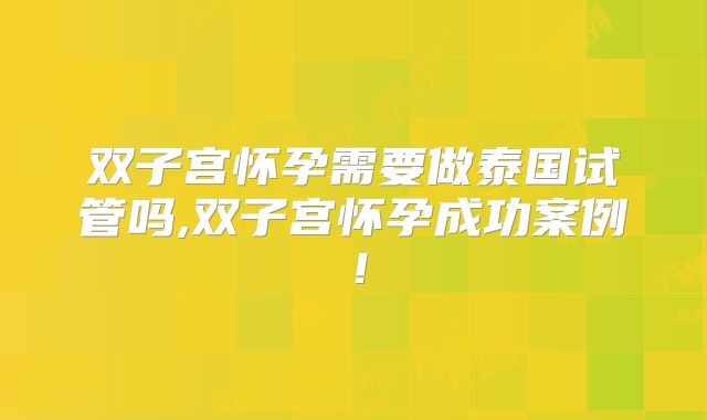 双子宫怀孕需要做泰国试管吗,双子宫怀孕成功案例！