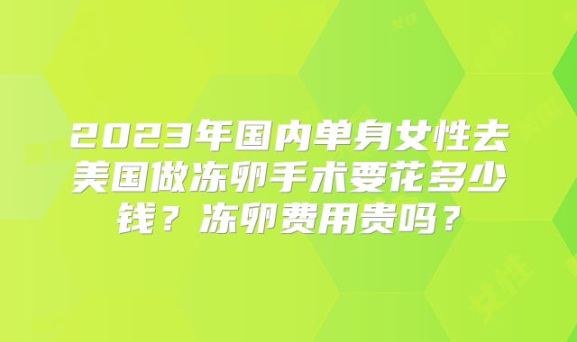 2023年国内单身女性去美国做冻卵手术要花多少钱？冻卵费用贵吗？