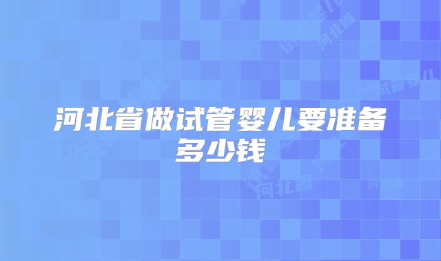 河北省做试管婴儿要准备多少钱