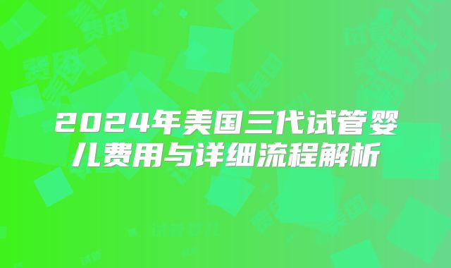2024年美国三代试管婴儿费用与详细流程解析