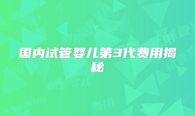 国内试管婴儿第3代费用揭秘