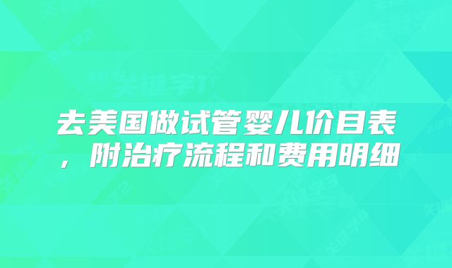去美国做试管婴儿价目表，附治疗流程和费用明细