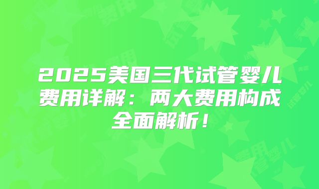 2025美国三代试管婴儿费用详解:两大费用构成全面解析!