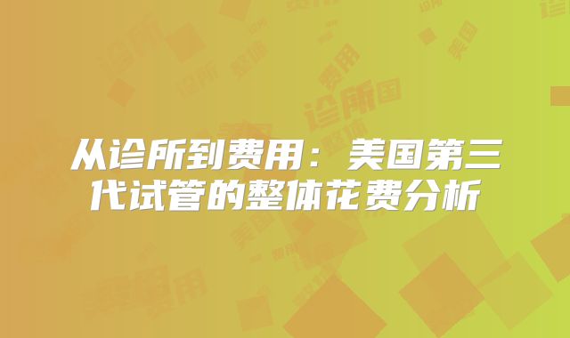 从诊所到费用：美国第三代试管的整体花费分析