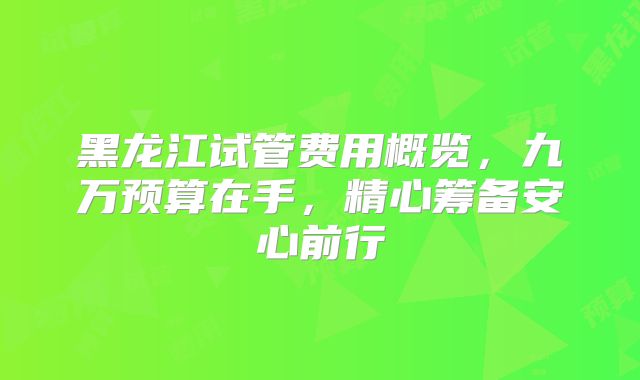 黑龙江试管费用概览,九万预算在手,精心筹备安心前行