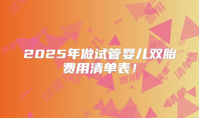2025年做试管婴儿双胎费用清单表！