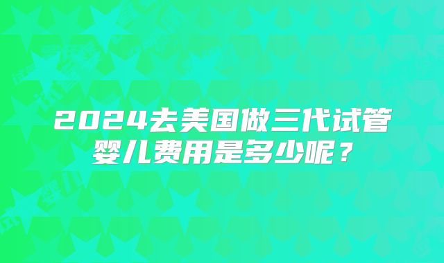 2024去美国做三代试管婴儿费用是多少呢？
