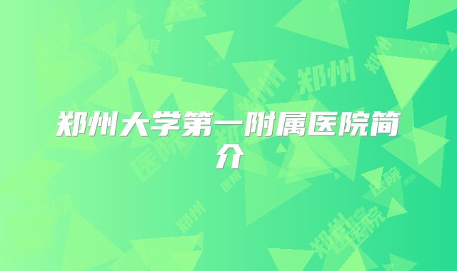 郑州大学第一附属医院简介