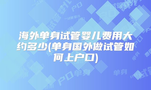 海外单身试管婴儿费用大约多少(单身国外做试管如何上户口)