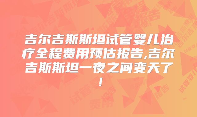 吉尔吉斯斯坦试管婴儿治疗全程费用预估报告,吉尔吉斯斯坦一夜之间变天了！