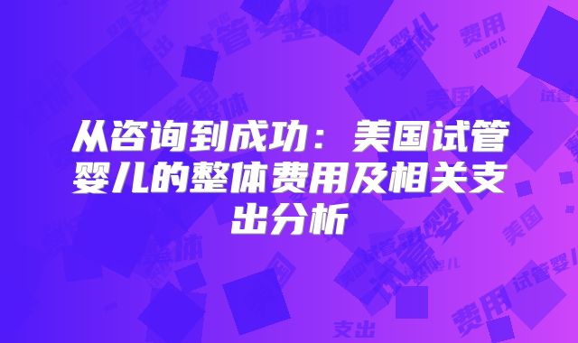 从咨询到成功：美国试管婴儿的整体费用及相关支出分析